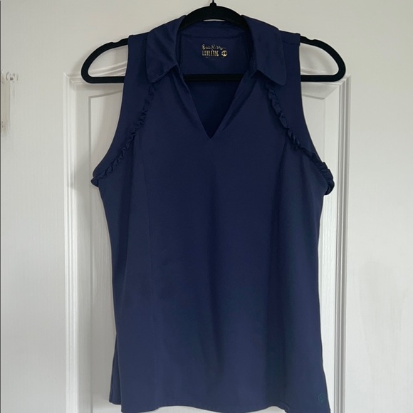 Lilly Pulitzer Sleeveless Tank Top, Size M, Navy - Picture 2 of 5